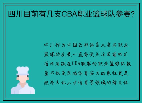 四川目前有几支CBA职业篮球队参赛？