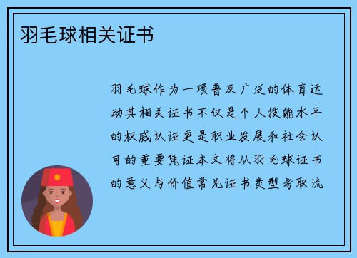 羽毛球相关证书